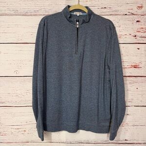 Peter Millar 1/4 Zip Pullover Men's Large Blue Gray Preppy Knit Pullover Golf